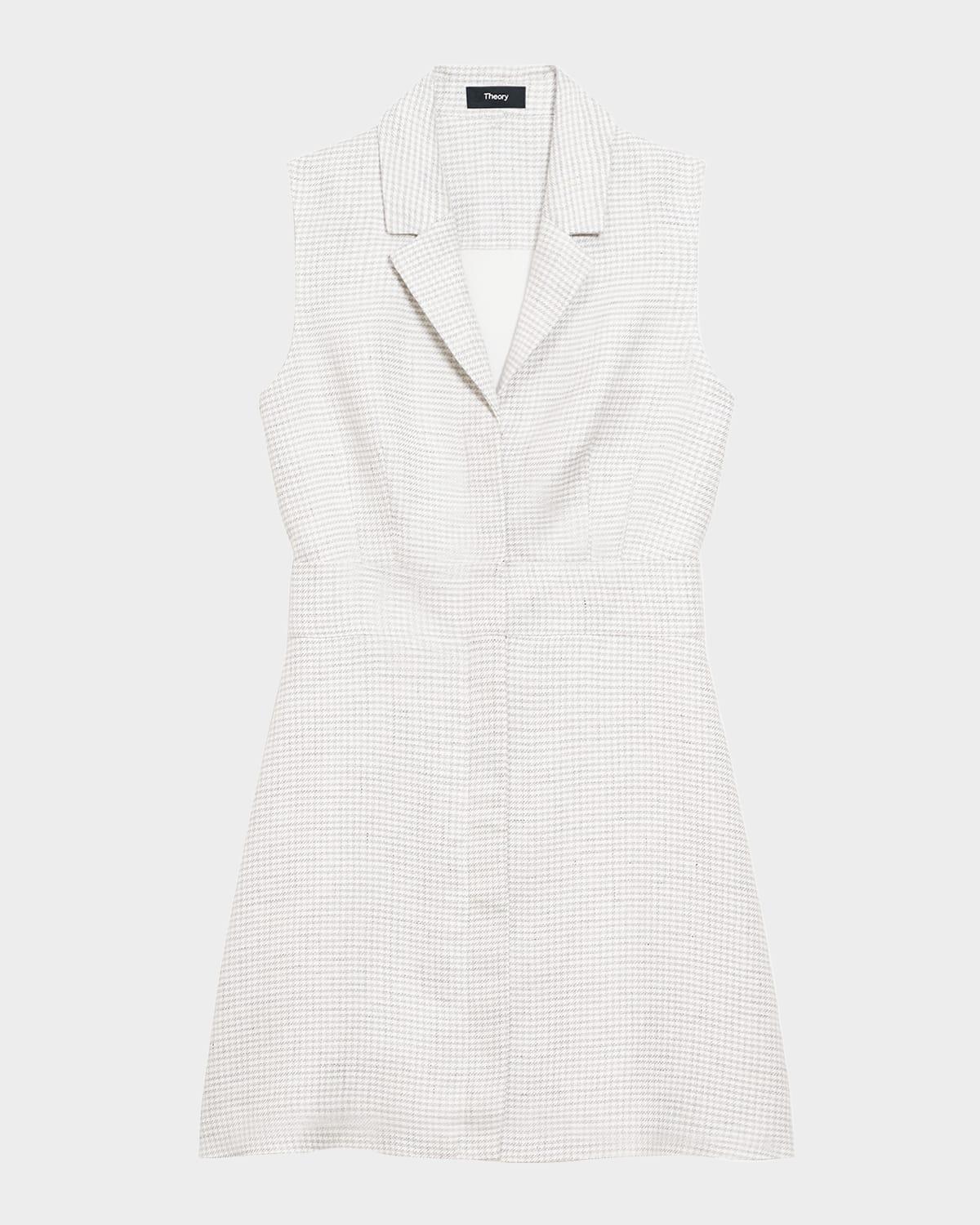 houndstooth front zip mini dress