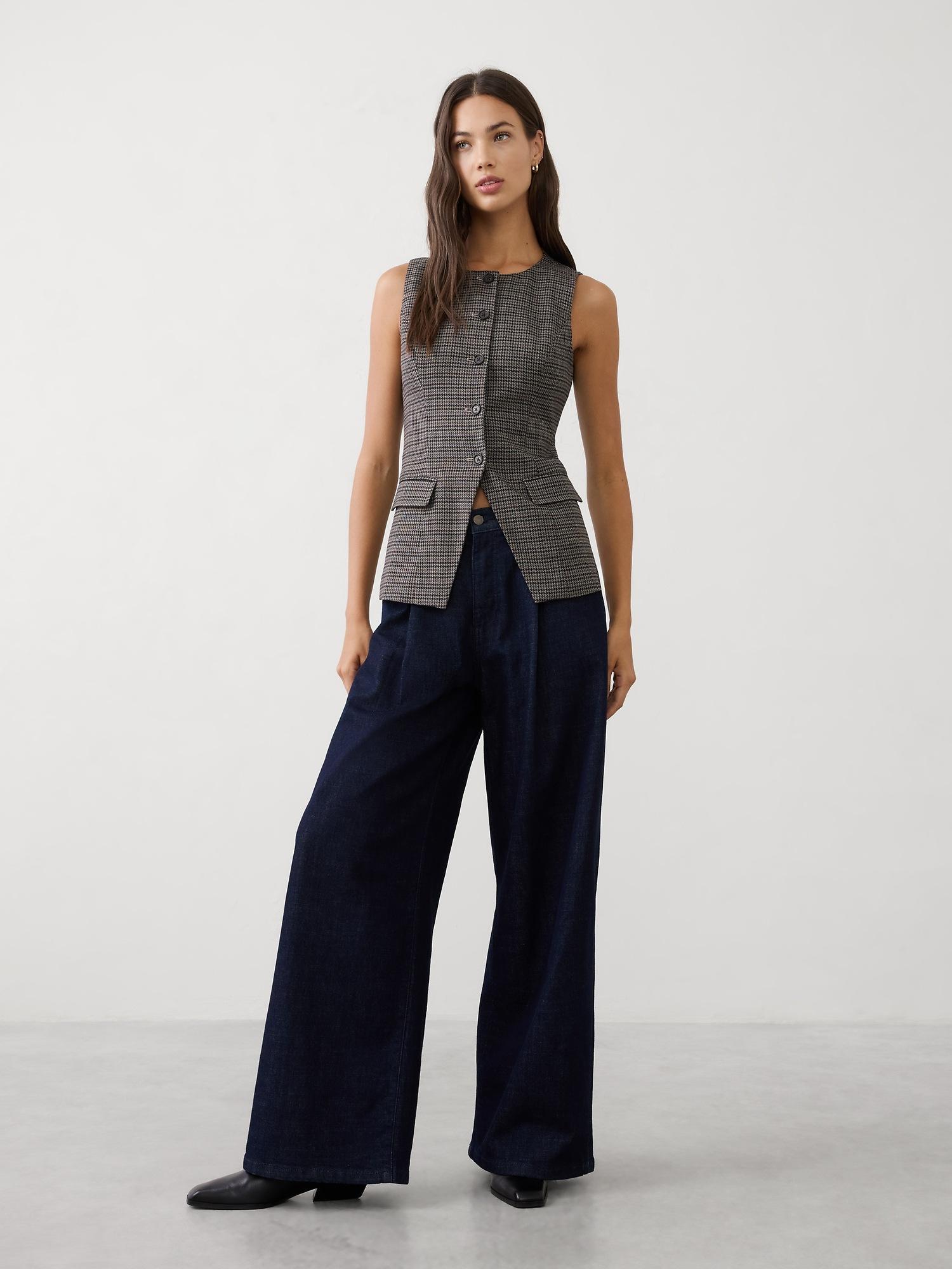 houndstooth long vest