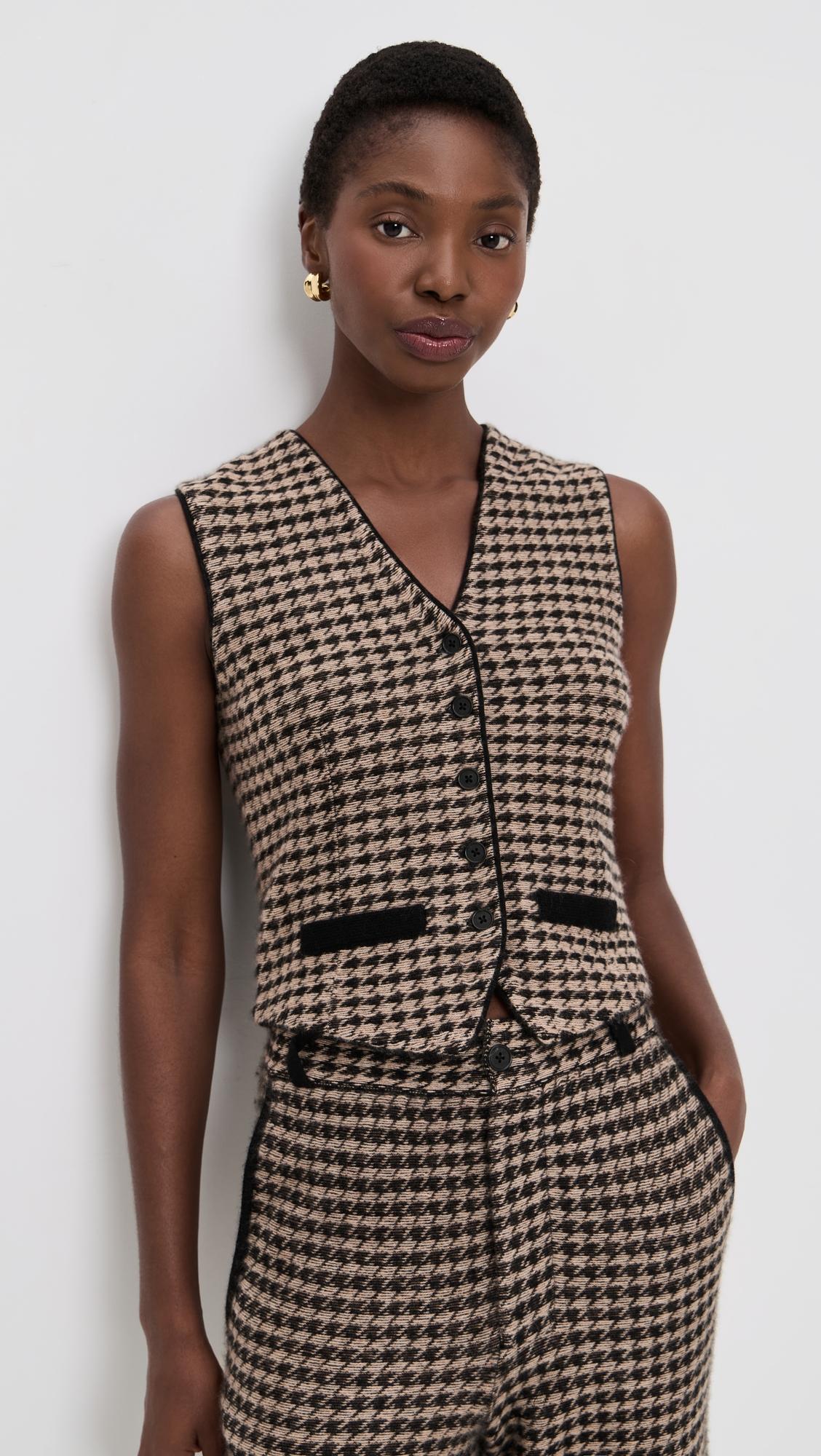 houndstooth tailored cashmere vest