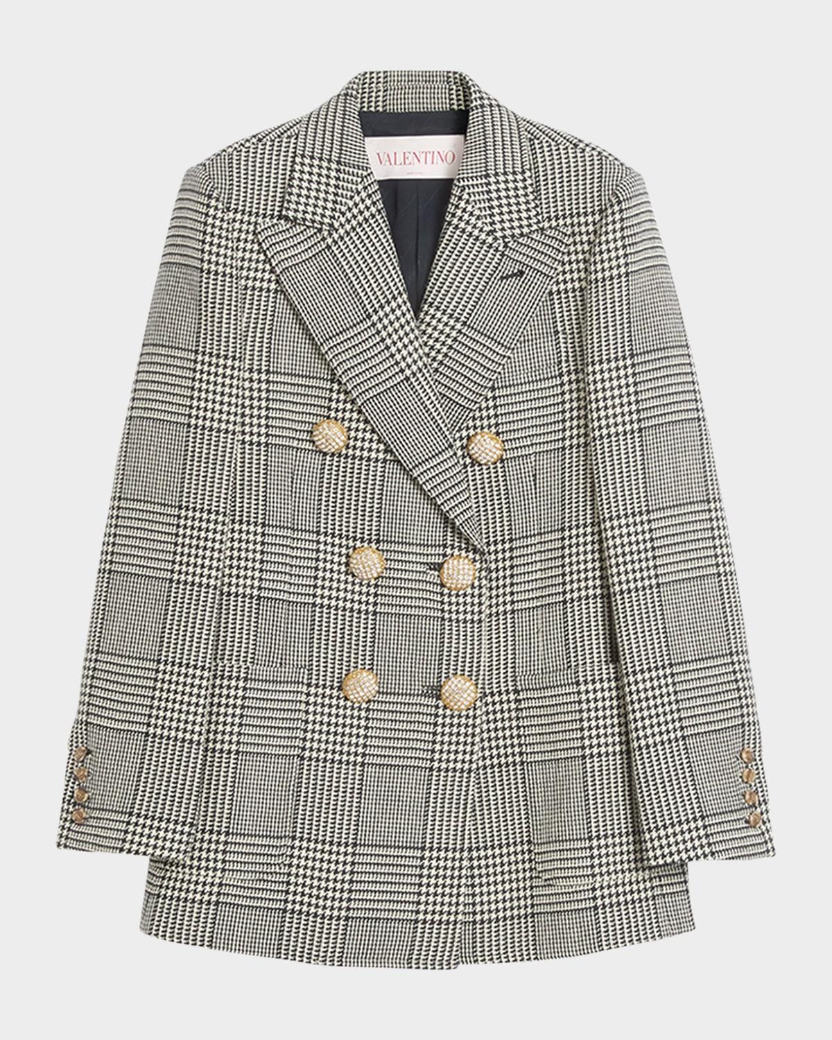 houndstooth wool double-breasted jacket
