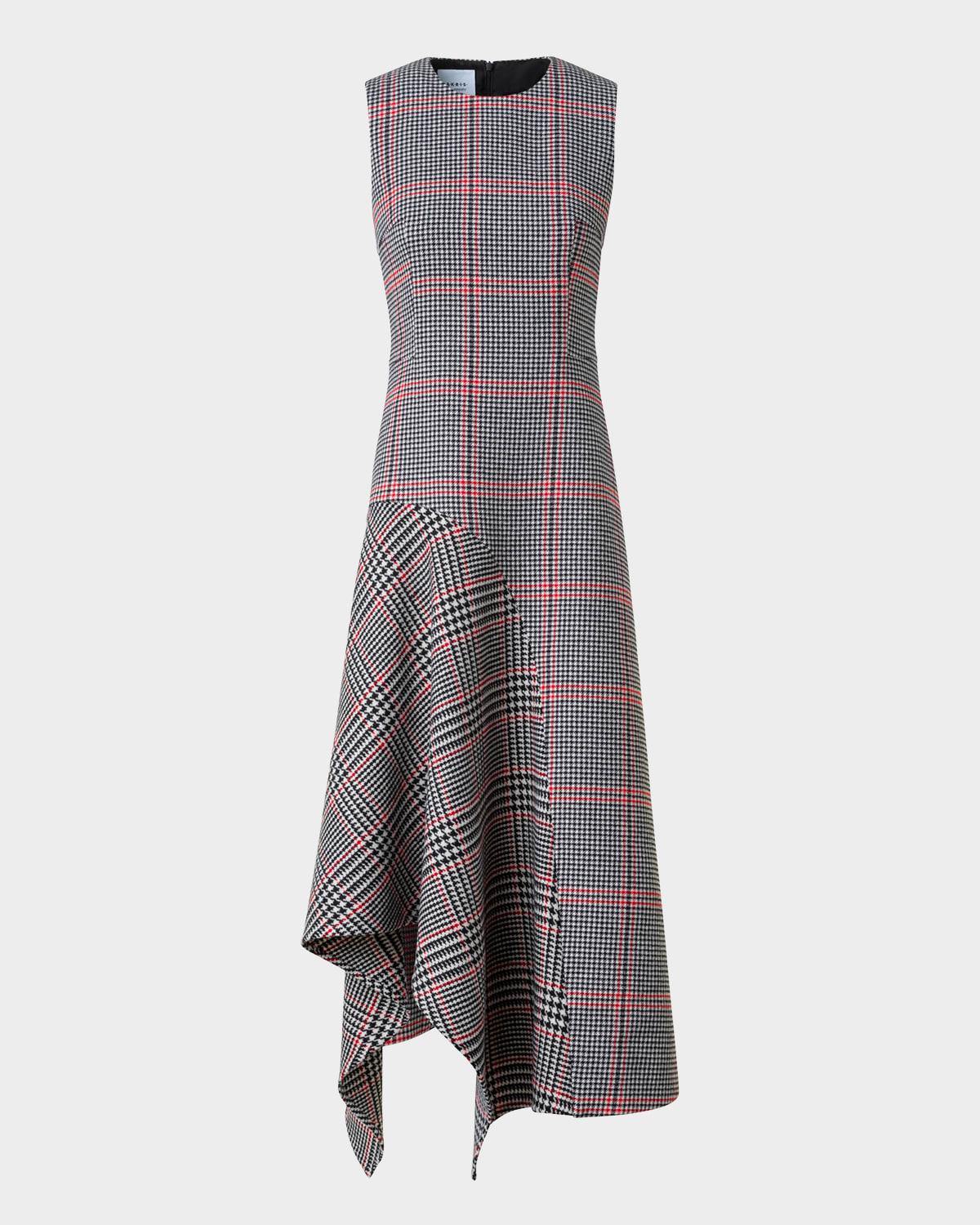 houndstooth wool fresco midi dress