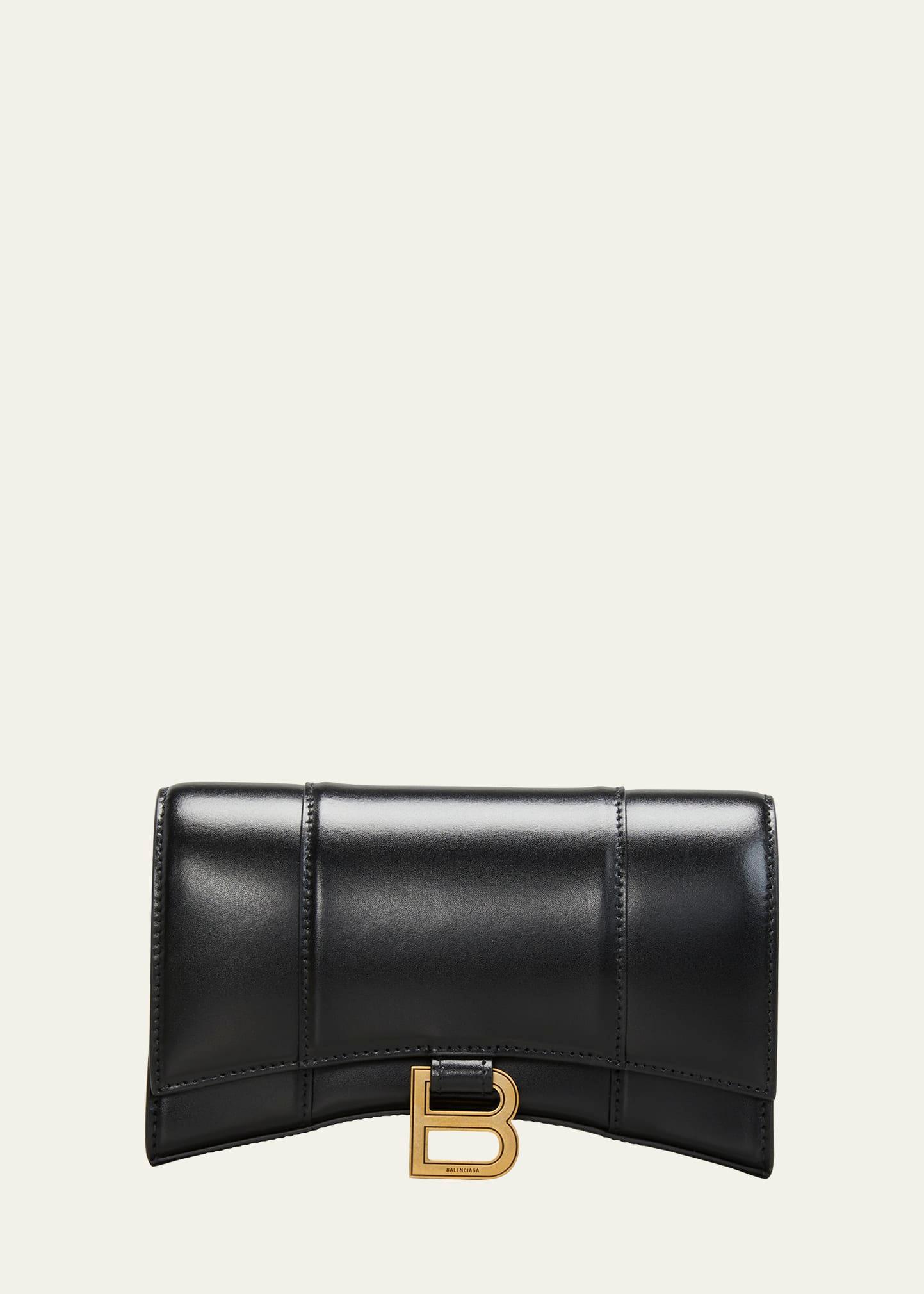 hourglass chain leather wallet on chain