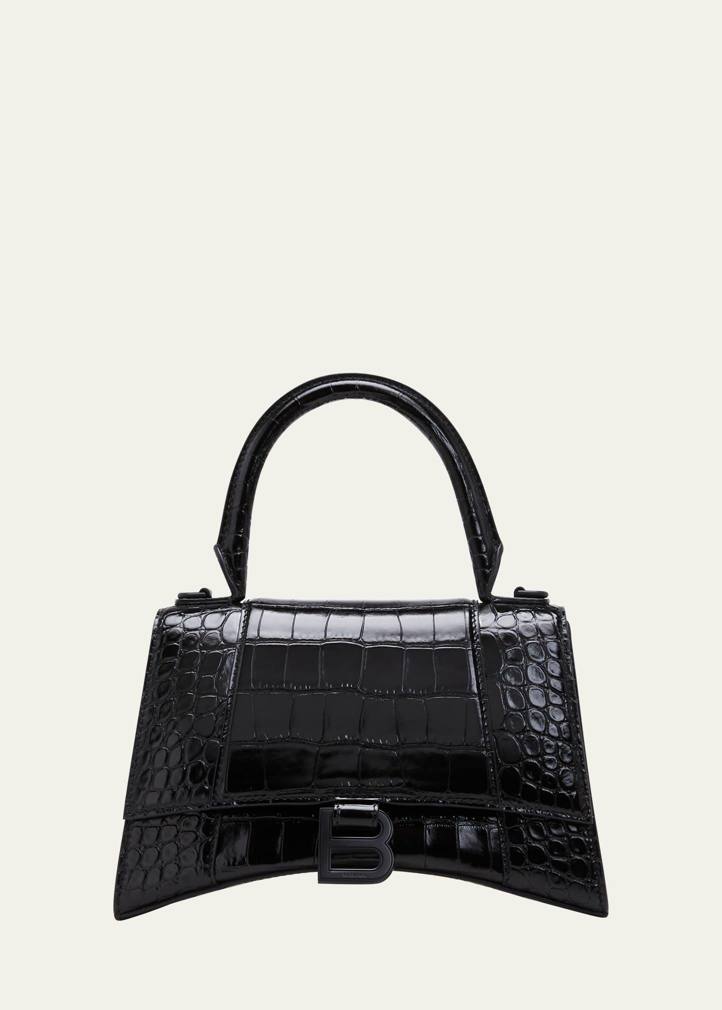 hourglass small crocodile-embossed top-handle bag