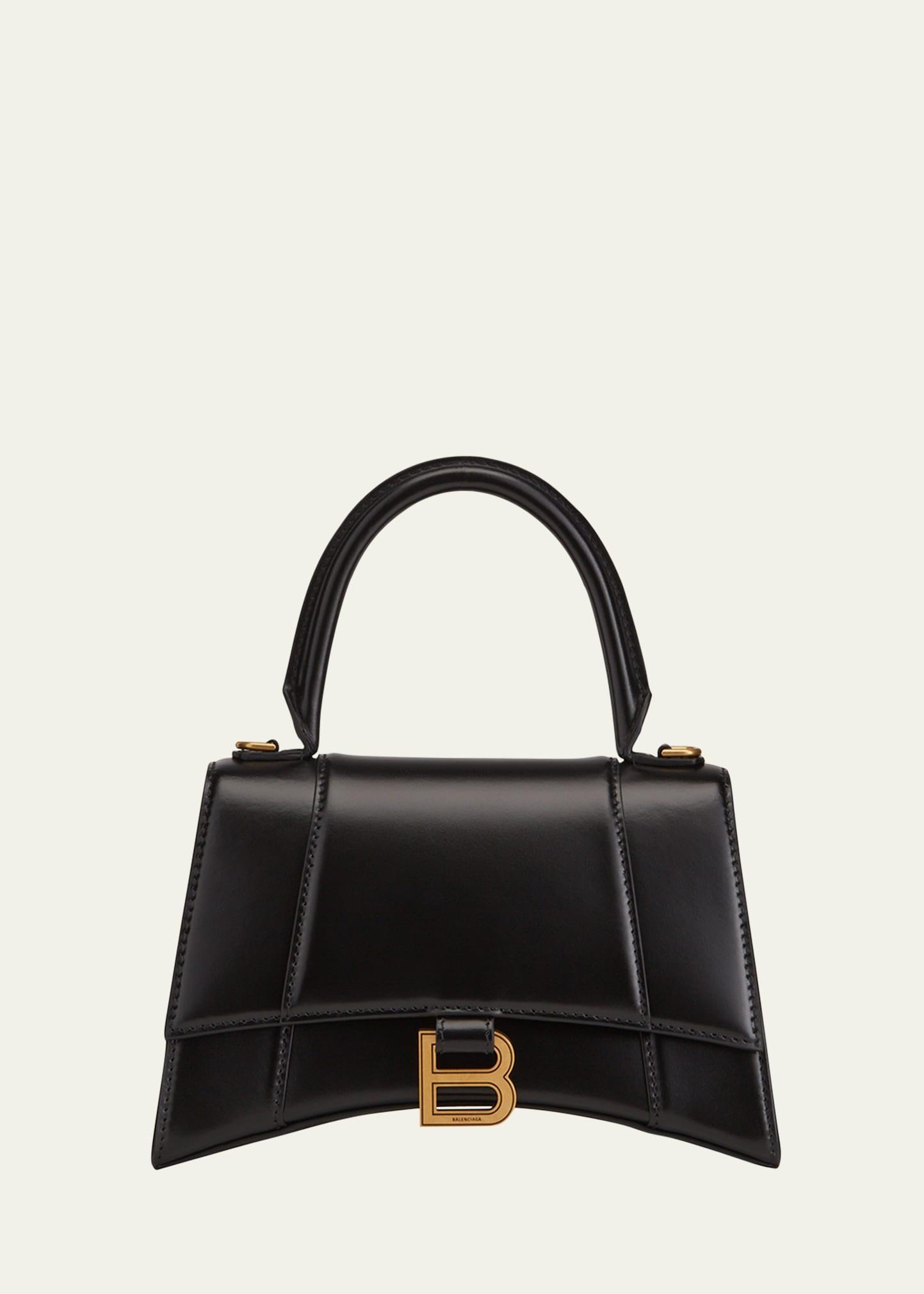 hourglass small shiny leather top-handle bag