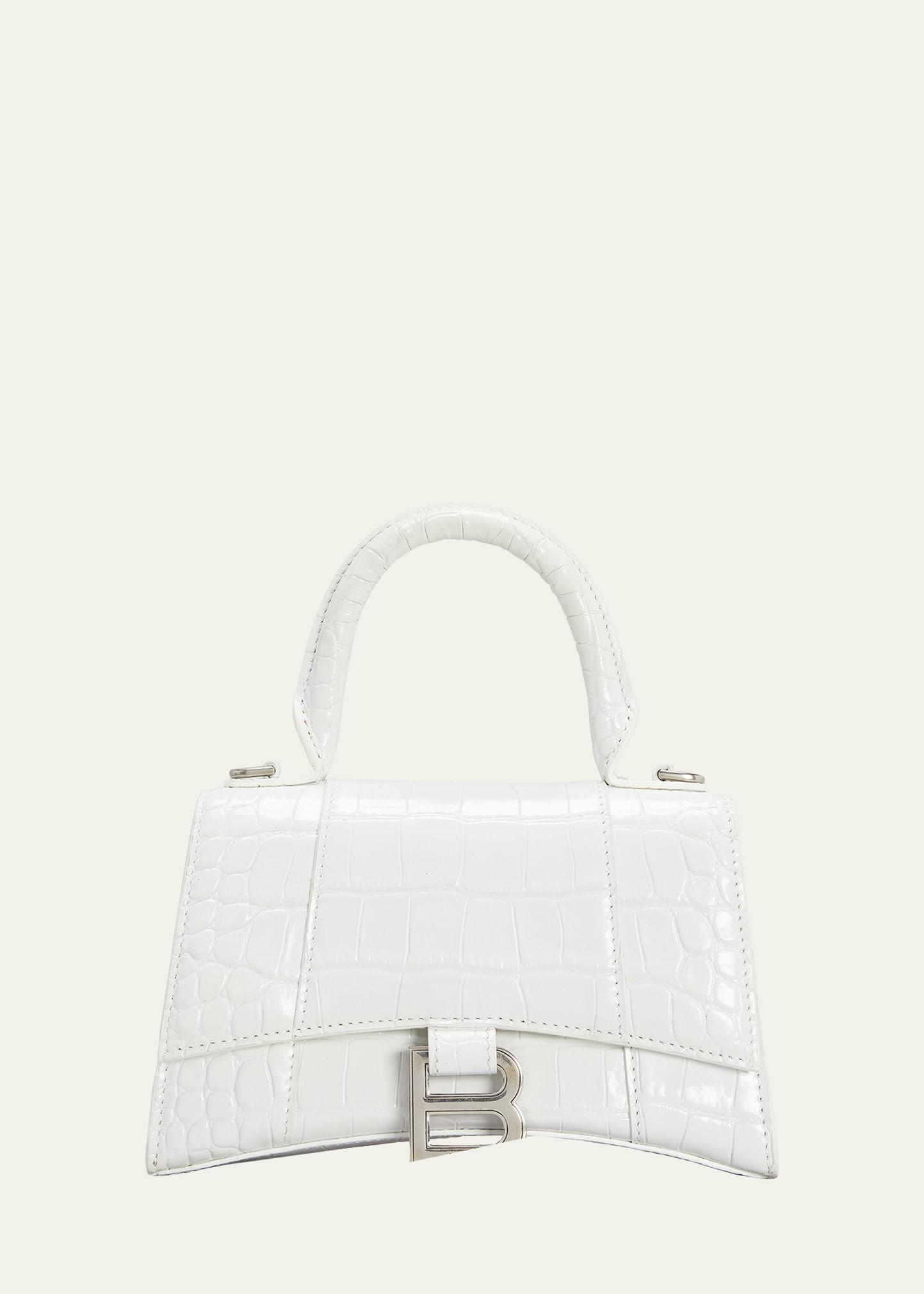 hourglass xs crocodile-embossed top-handle bag