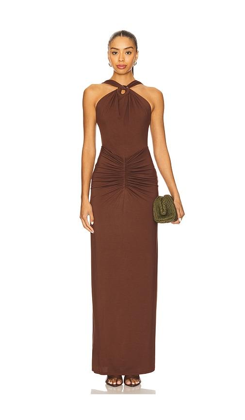 house of harlow 1960 x revolve brandy gown in chocolate.