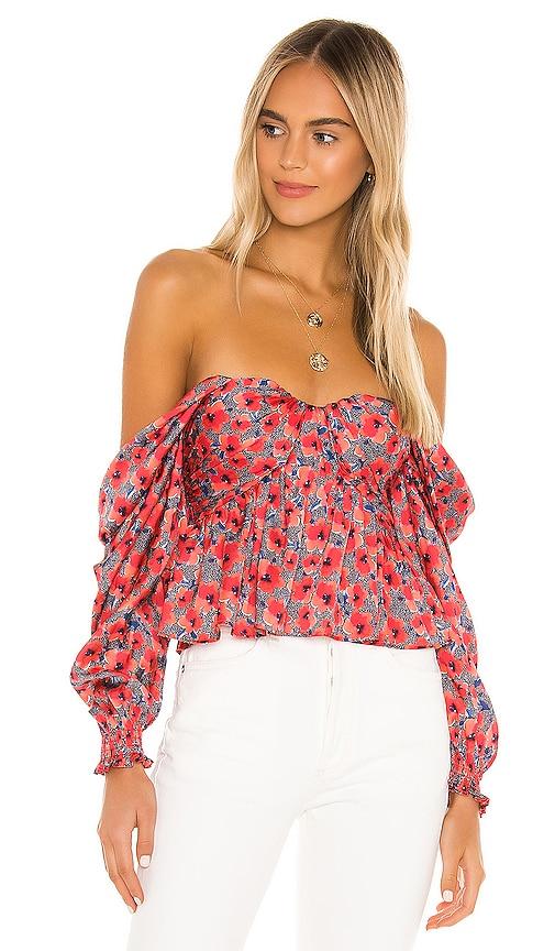 house of harlow 1960 x revolve burna blouse in red.