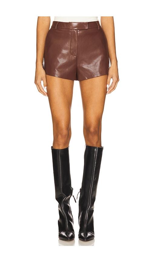 house of harlow 1960 x revolve demi faux leather short in chocolate.