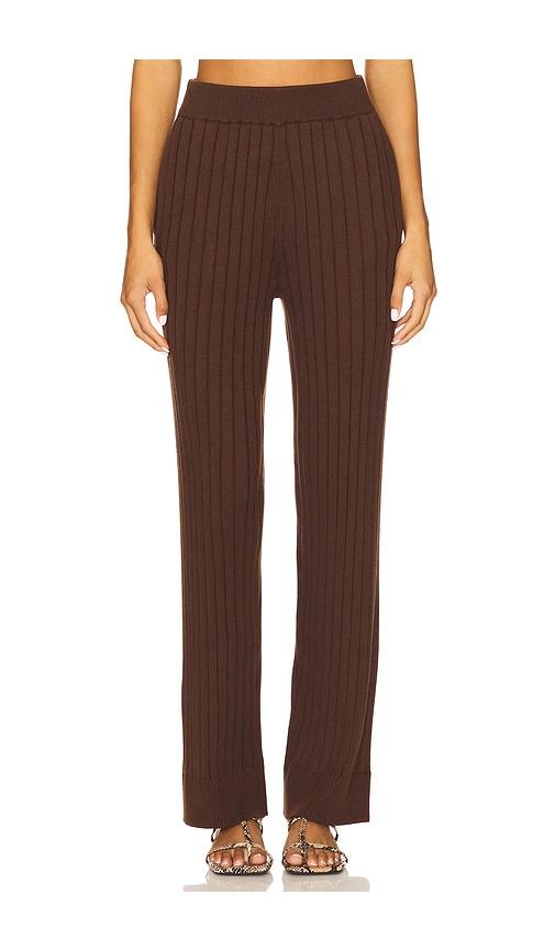 house of harlow 1960 x revolve irvina ribbed pant in chocolate.