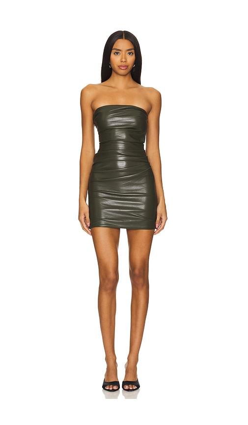 house of harlow 1960 x revolve liv faux leather mini dress in olive.