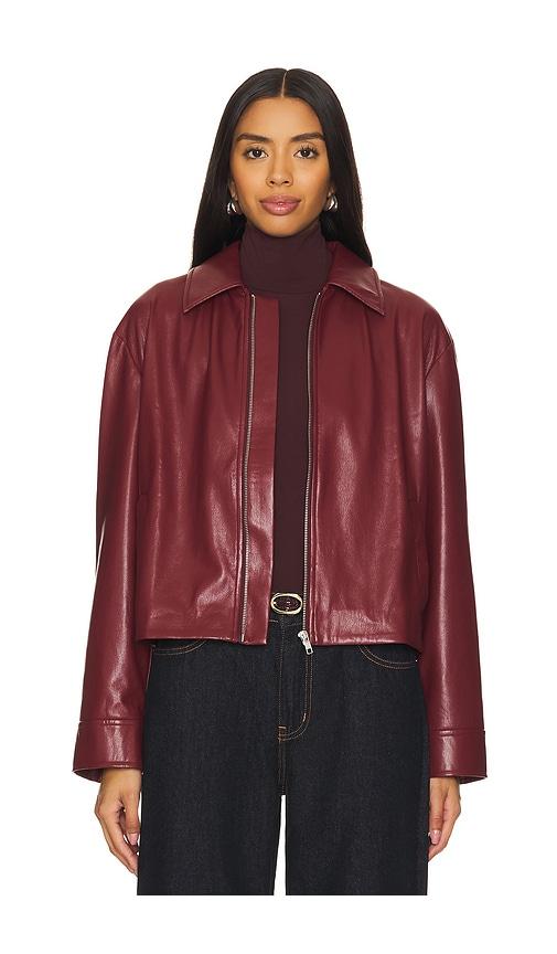 house of harlow 1960 x revolve rapha faux leather jacket in burgundy.