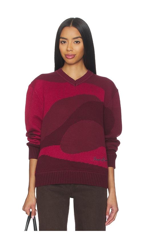 house of sunny house of the red landscape sweater in red.
