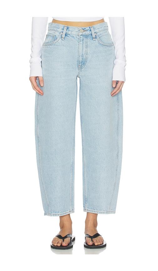 hudson jeans courtney mr. baby barrel jeans in baby blue.
