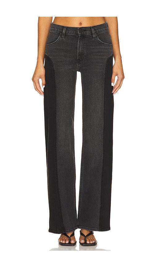hudson jeans lexi seamed wide leg jeans in black.