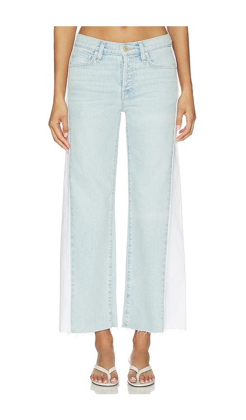 hudson jeans rosie seamed wide leg jeans in blue,white.