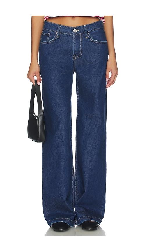 hudson jeans rylee low rise loose jeans in blue.