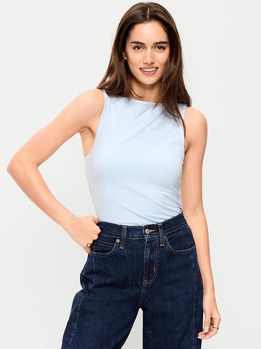 hug double-layer boat-neck top