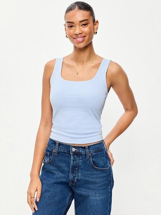 hug double-layer scoop-neck tank top