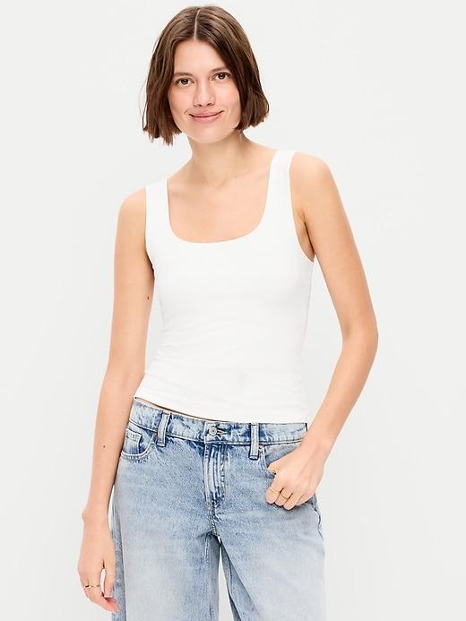 hug double-layer scoop-neck tank top