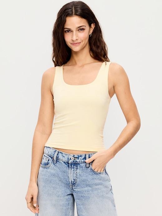 hug double-layer scoop-neck tank top