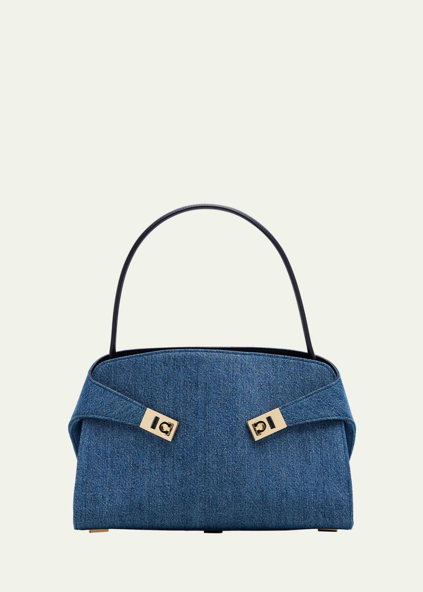 hug washed denim shoulder bag