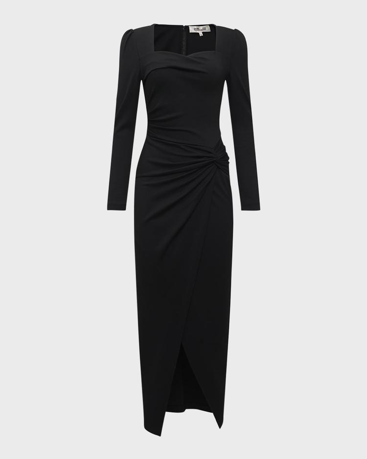 hughie ruched sweetheart midi dress