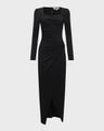 hughie ruched sweetheart midi dress