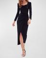 hughie ruched sweetheart midi dress