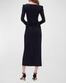 hughie ruched sweetheart midi dress
