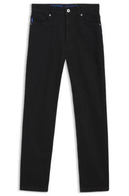 hugo black boyfriend-fit jeans in stretch denim - black women's pants