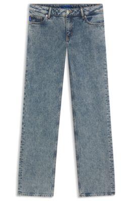 hugo blue boot-cut jeans in stretch denim - blue women's pants