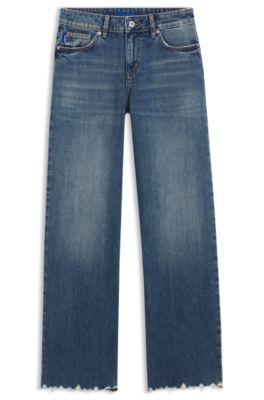hugo blue loose-fit jeans in rigid denim - blue women's pants