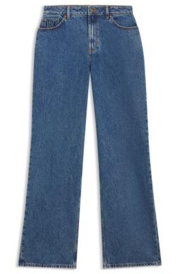 hugo blue wide-leg jeans in rigid denim - dark blue women's pants