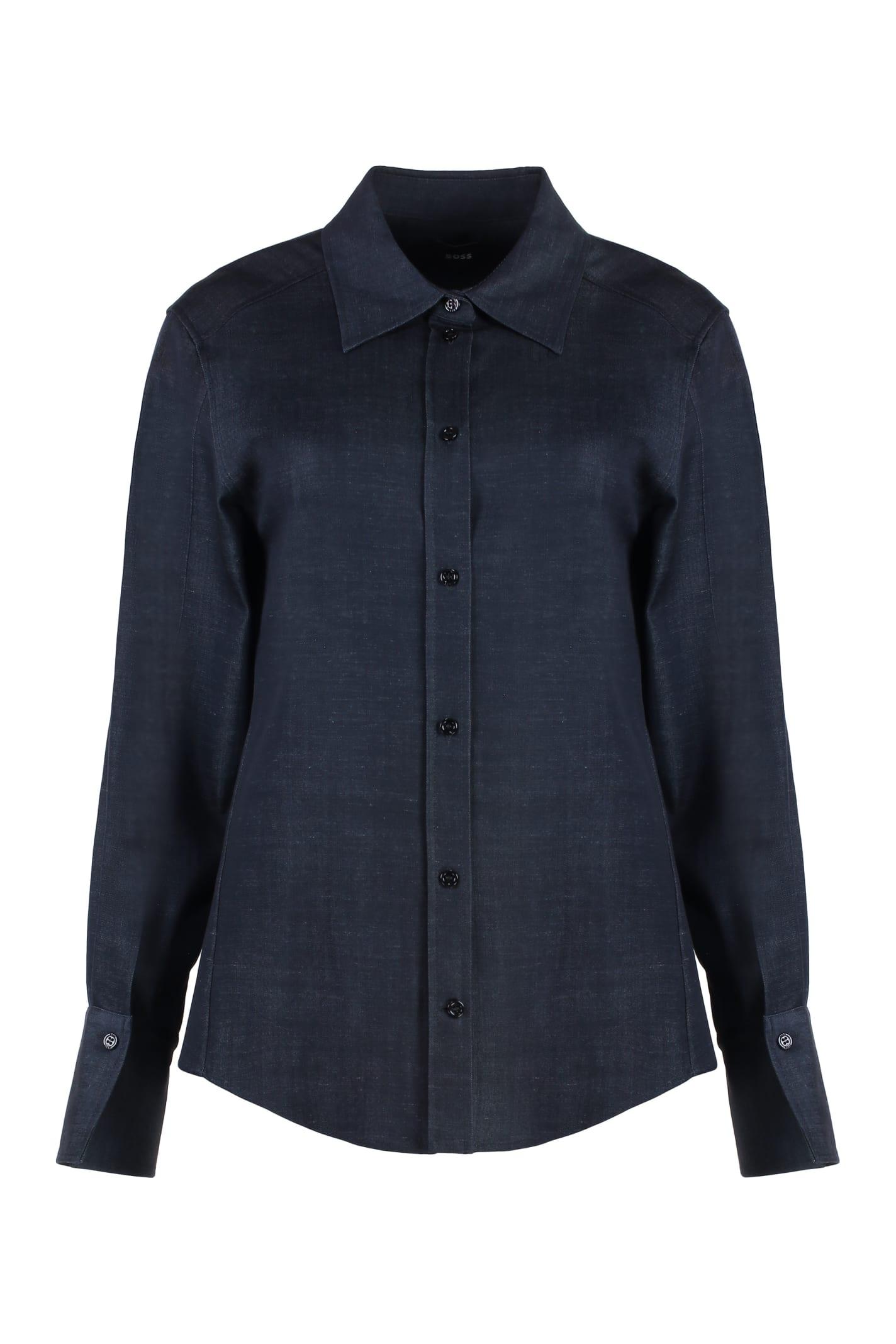 hugo boss denim look shirt