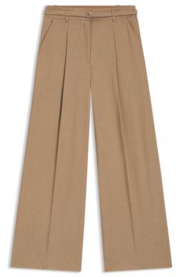hugo buckled-belt trousers with pleat front - patterned women's formal pants