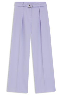 hugo buckled-belt trousers with pleat front - purple women's formal pants