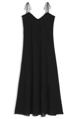 hugo burnout-dot dress with spaghetti straps - black women's day dresses