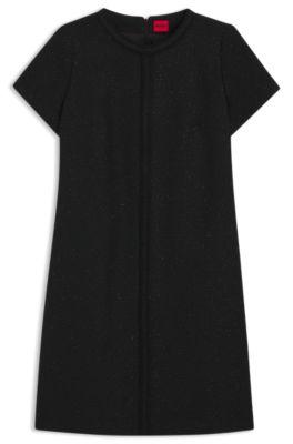 hugo chain-tape dress in sparkling bouclé - black women's business dresses