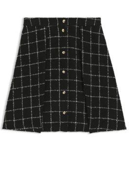 hugo checked-bouclé skirt with a-line profile - patterned women's business skirts