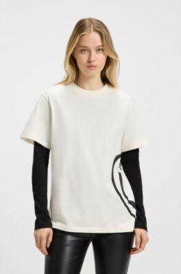 hugo cotton-jersey t-shirt with happy artwork - white women's t-shirts