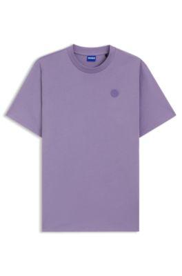 hugo cotton-jersey t-shirt with happy logo - purple women's t-shirts