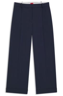 hugo cropped trousers with front pleats - dark blue women's formal pants