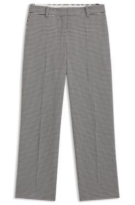 hugo houndstooth straight-leg trousers in stretch fabric - patterned women's formal pants