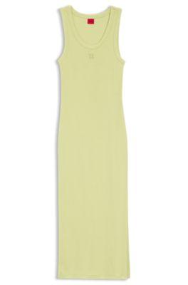 hugo jersey midi dress with stacked logo - beige women's jersey dresses