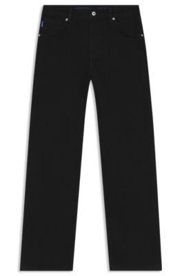 hugo loose-fit jeans in black stretch denim - black women's pants
