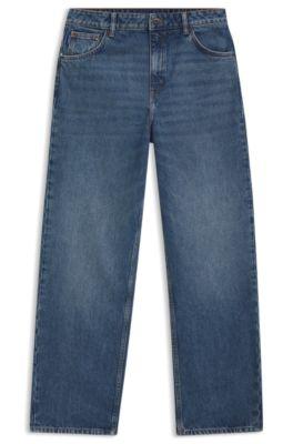 hugo loose-fit jeans in blue denim - blue women's pants