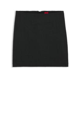 hugo mini skirt in bouclé fabric - black women's casual skirts