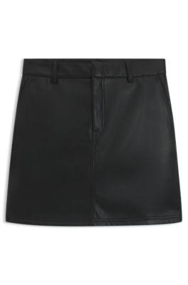 hugo mini skirt in faux leather - black women's casual skirts