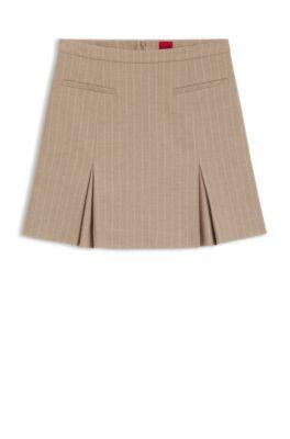 hugo mini skirt in pinstripe flannel - beige women's skirts