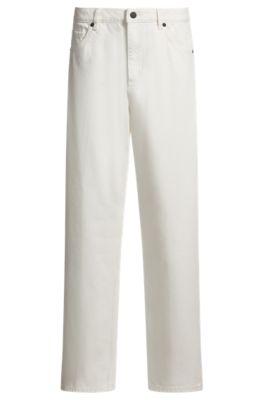 hugo modern-fit jeans in white rigid denim - white women's pants